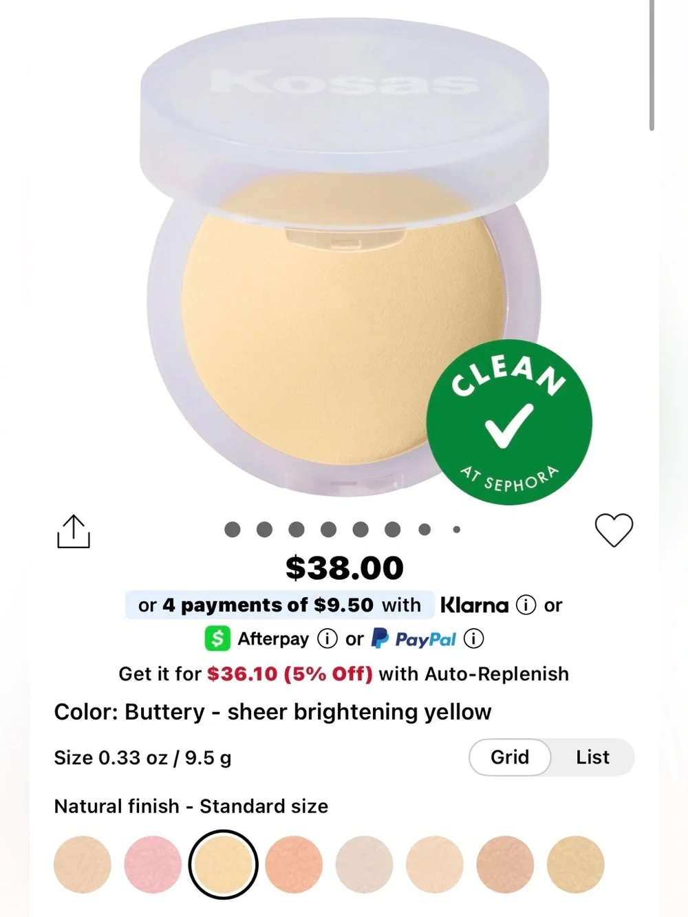 Kosas Cloud Set Baked Setting & Smoothing Powder - Buttery Yellow Box